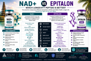NAD+ vs Epitalon comparison for longevity anti aging energy and recovery support