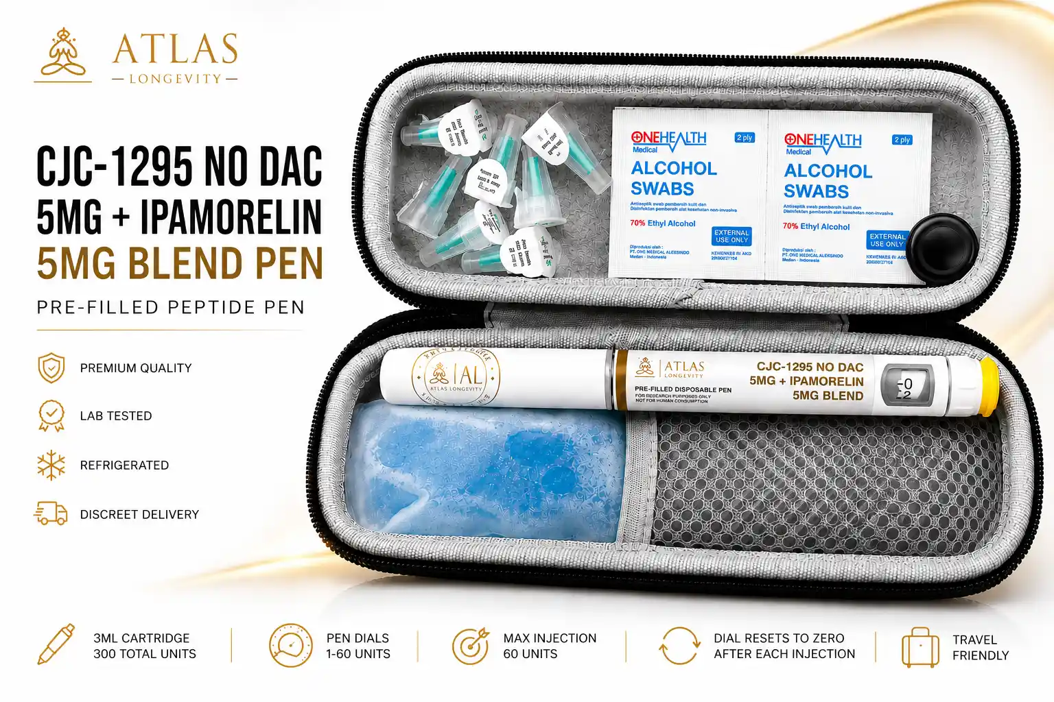 CJC-1295 No DAC 5mg and Ipamorelin 5mg peptide pen available in Bali