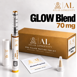 Glow Plus 70mg peptide pen with GHK-Cu BPC-157 TB-500 for skin and recovery in Bali