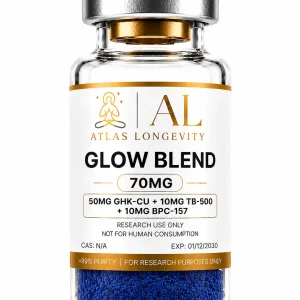 Glow Blend 70mg peptide vial for skin, recovery, and anti-aging in Bali