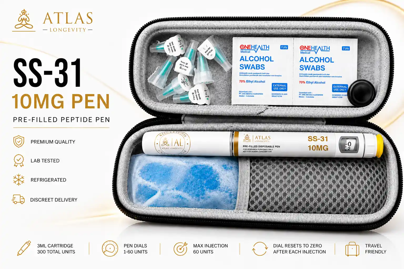 Buy SS-31 10mg Pen Bali SS-31 10mg peptide pen available in Bali from Atlas Longevity