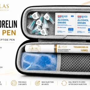 Tesamorelin 10mg peptide pen available in Bali from Atlas Longevity