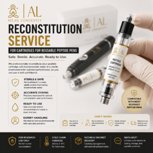 Reusable peptide pen cartridge reconstitution service available in Bali