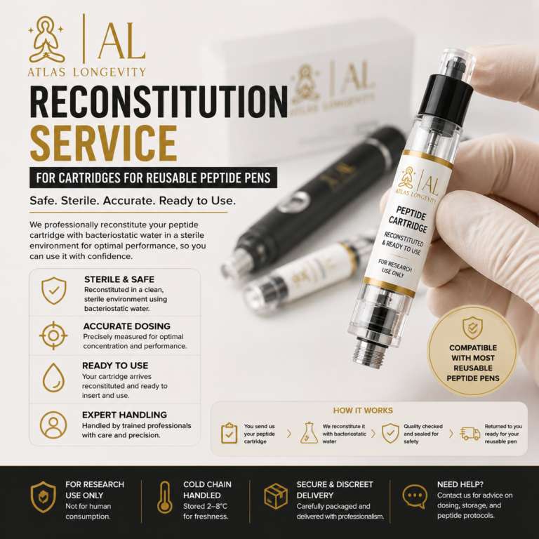 Reusable peptide pen cartridge reconstitution service available in Bali