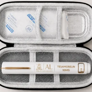 Tesamorelin 10mg peptide pen available in Bali from Atlas Longevity