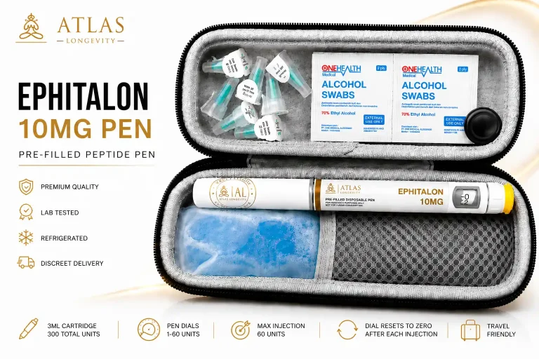 Epitalon 10mg peptide pen available in Bali from Atlas Longevity