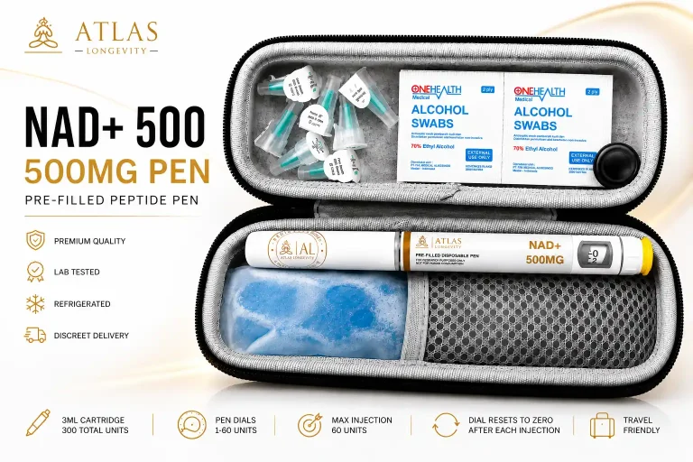 NAD+ 500mg peptide pen available in Bali from Atlas Longevity