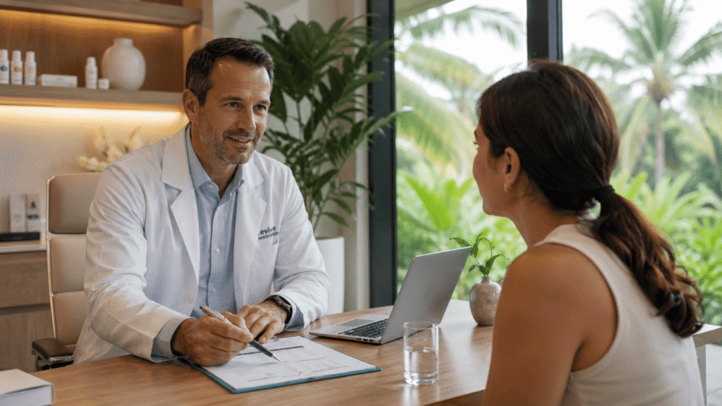 Medical consultation for anti ageing peptides Bali treatment and healthy ageing support.
