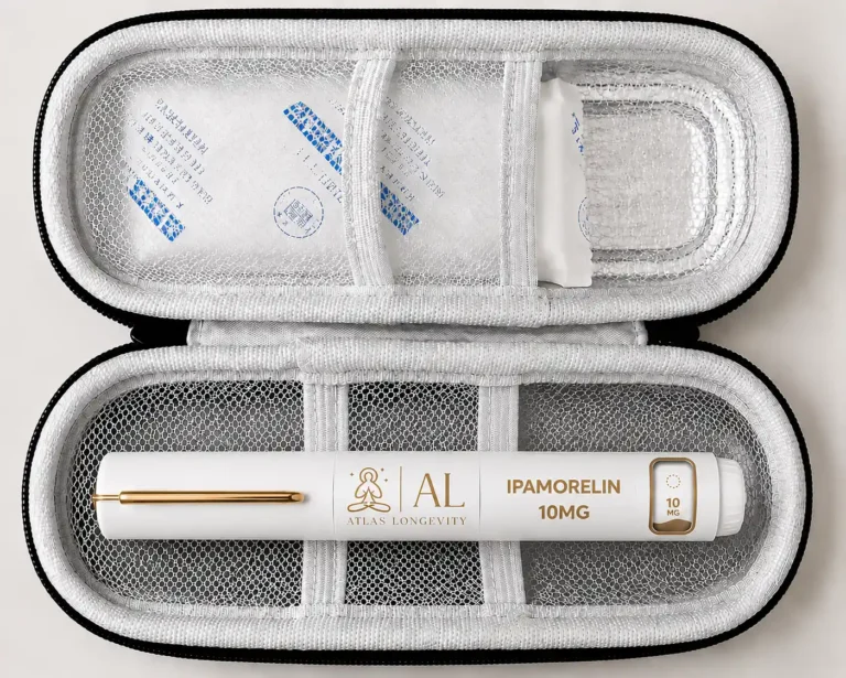 Ipamorelin 10mg peptide pen available in Bali from Atlas Longevity