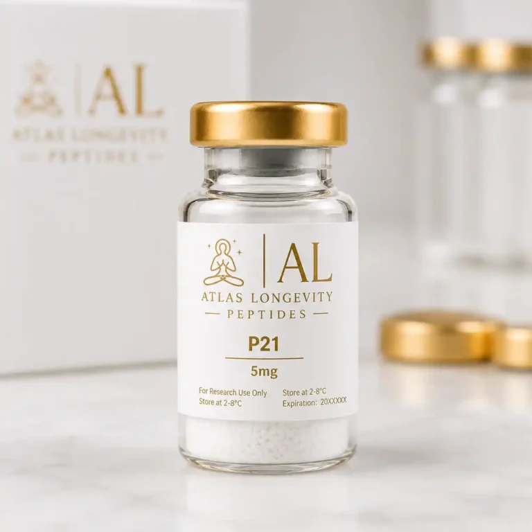 P21 5mg peptide vial available in Bali from Atlas Longevity