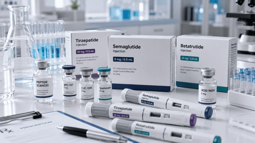 Medical peptide therapies representing the best peptides for fat loss.