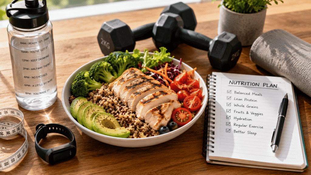 Healthy lifestyle supporting the best peptides for fat loss.