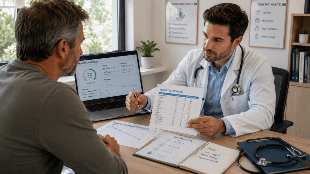 Medical consultation before choosing between retatrutide vs semaglutide for long-term weight management.