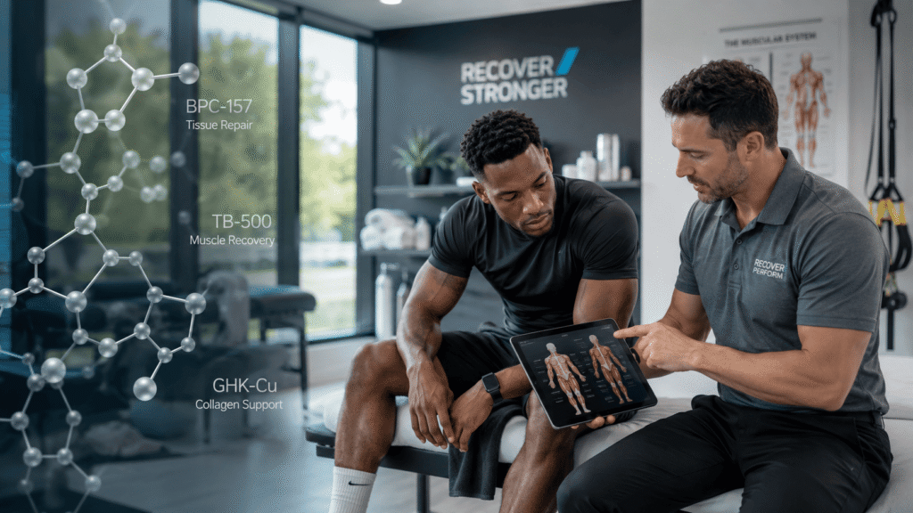 Physiotherapy and rehabilitation featured in the best recovery peptides guide for long-term recovery.