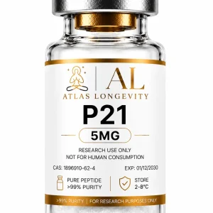 P21 5mg peptide vial available in Bali from Atlas Longevity