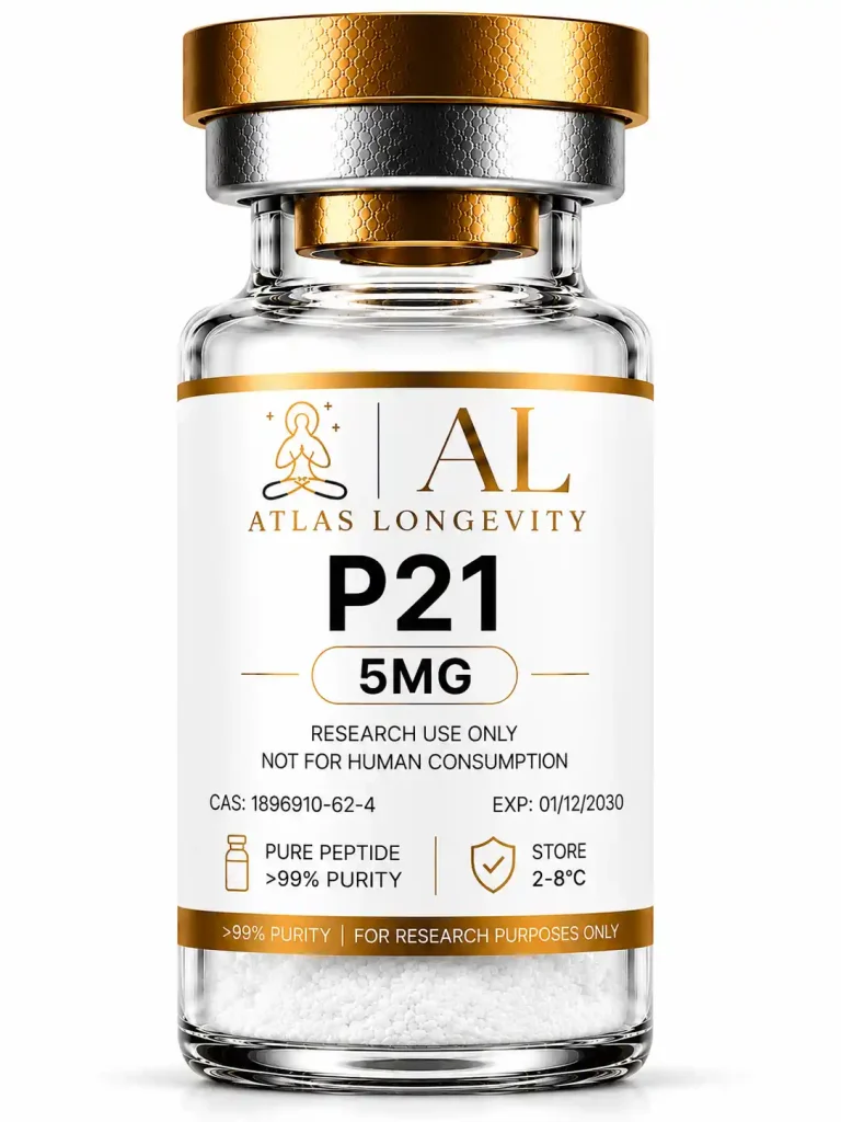 P21 5mg peptide vial available in Bali from Atlas Longevity