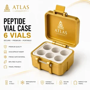 Atlas Longevity peptide vial case for six 3ml vials