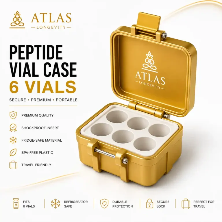 Atlas Longevity peptide vial case for six 3ml vials