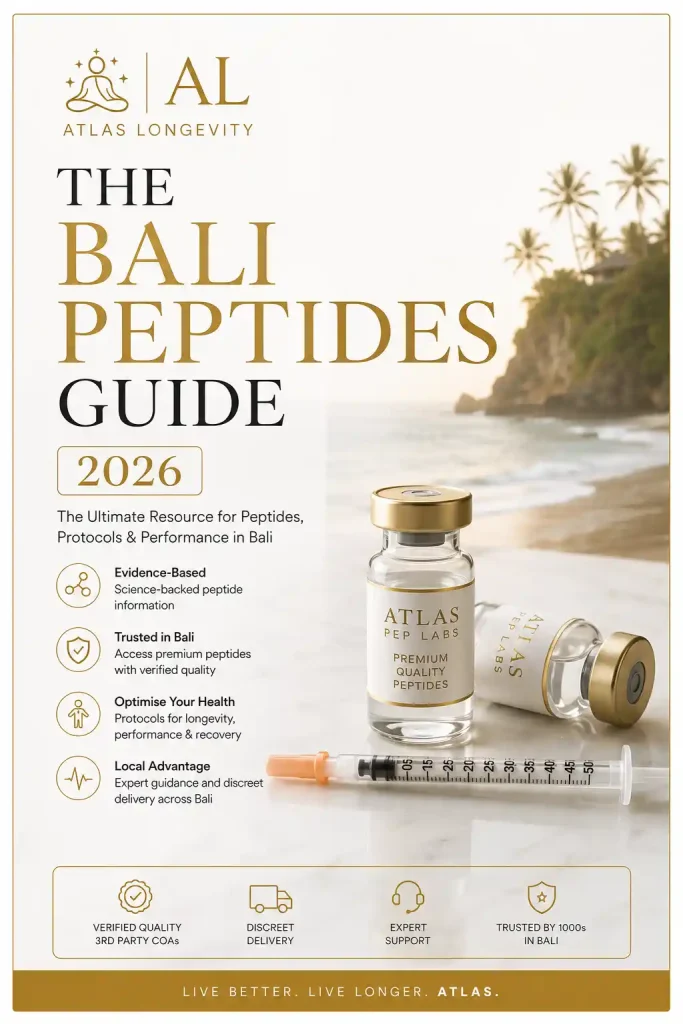 Bali Peptides guide by Atlas Longevity covering peptide quality, COAs and delivery in Bali