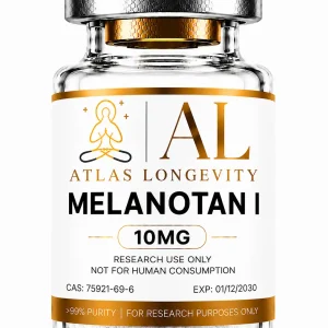 Melanotan I 10mg research peptide vial Atlas Longevity Bali