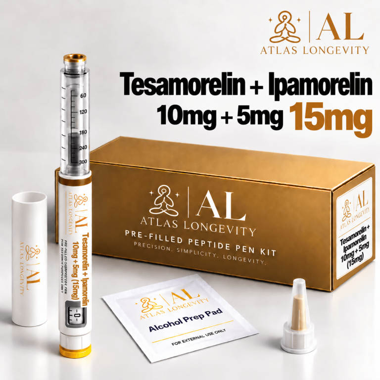 Tesamorelin 10mg + Ipamorelin 5mg 15mg Pen Atlas Longevity Bali
